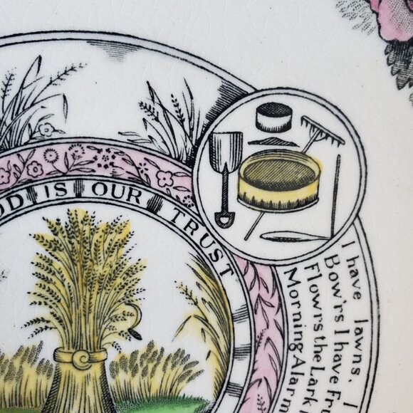 Antique Ceramic Bowl Adams Staffordshire 8" Diameter Farmers Arms Fine China Cot - Picture 9 of 9